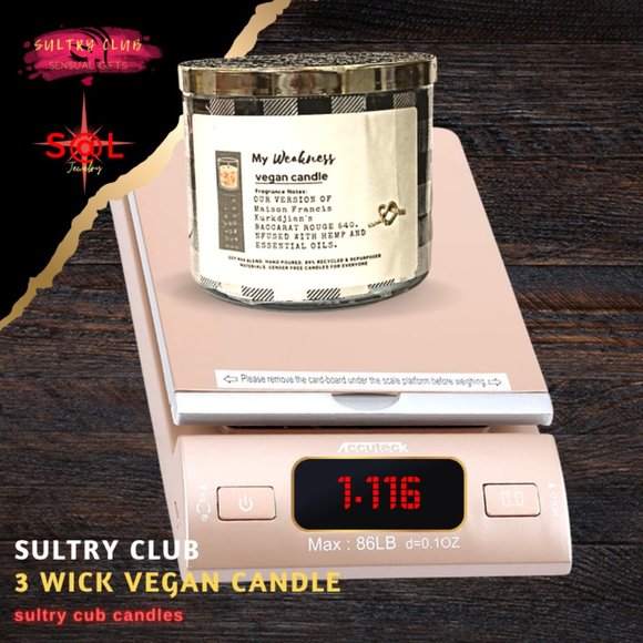 MY WEAKNESS 3 WICK VEGAN CANDLE (BACCARAT ROUGE 540 TYPE) - Picture 3 of 3